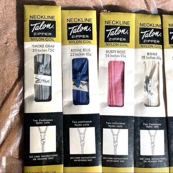 8 Vintage Talon Blouse Dress Neckline Zippers - Picture 2 of 7